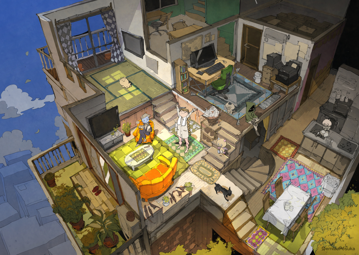 This is a pixiv picture whose title is 家は秘密基地.