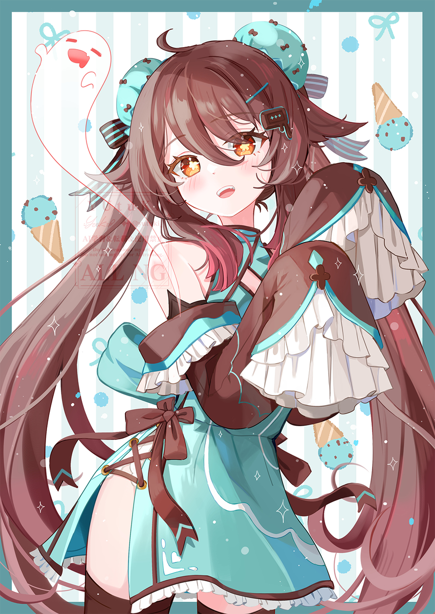 This is a pixiv picture whose title is チョコミント胡桃ちゃん🤎👻.