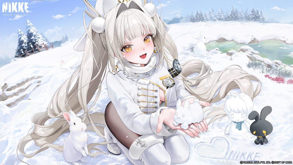 This is a pixiv picture whose title is 勝利の女神：NIKKE _ いたずら雪うさぎ.