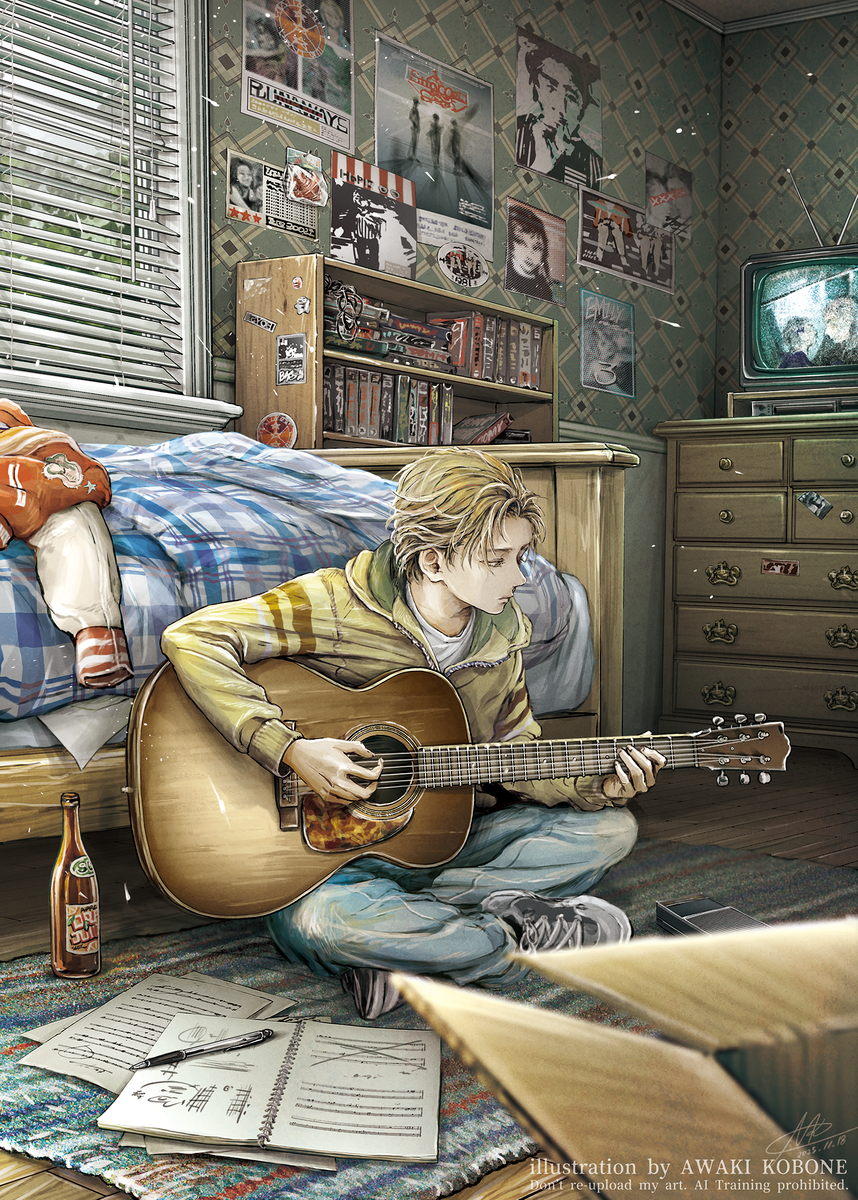 This is a pixiv picture whose title is アルマが遺したフォークギター.