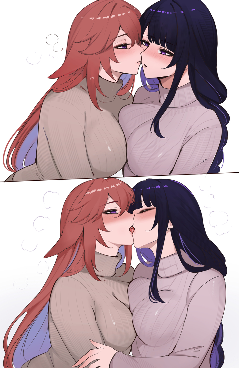 This is a pixiv picture whose title is kiss.