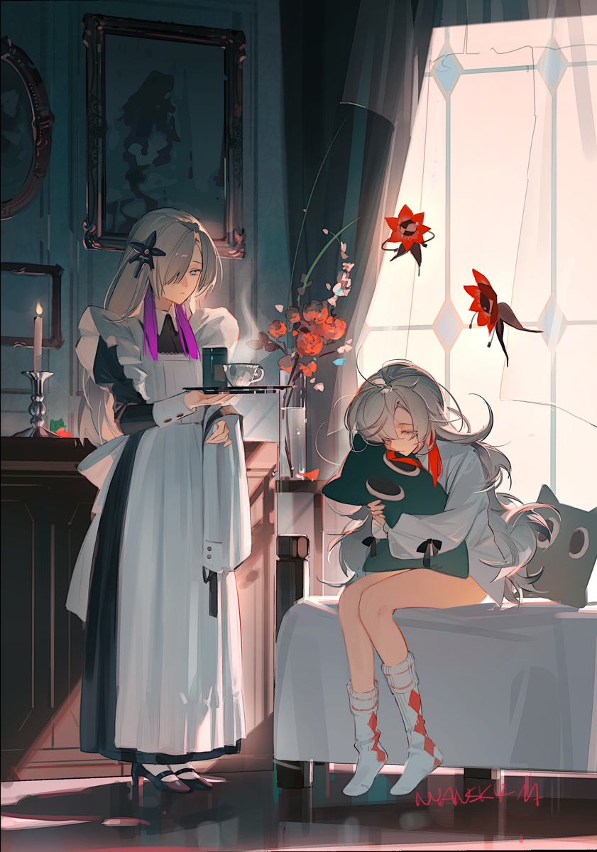 This is a pixiv picture whose title is 熬夜.