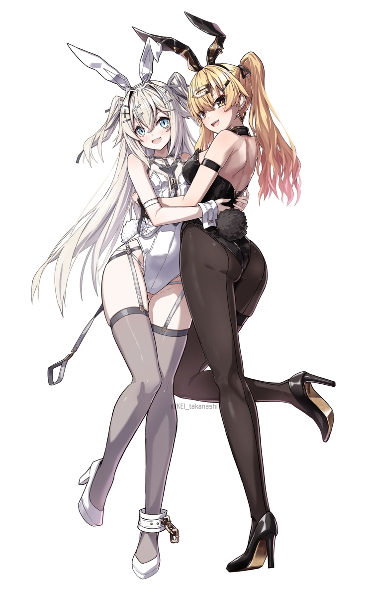 This is a pixiv picture whose title is 白黒バニー.