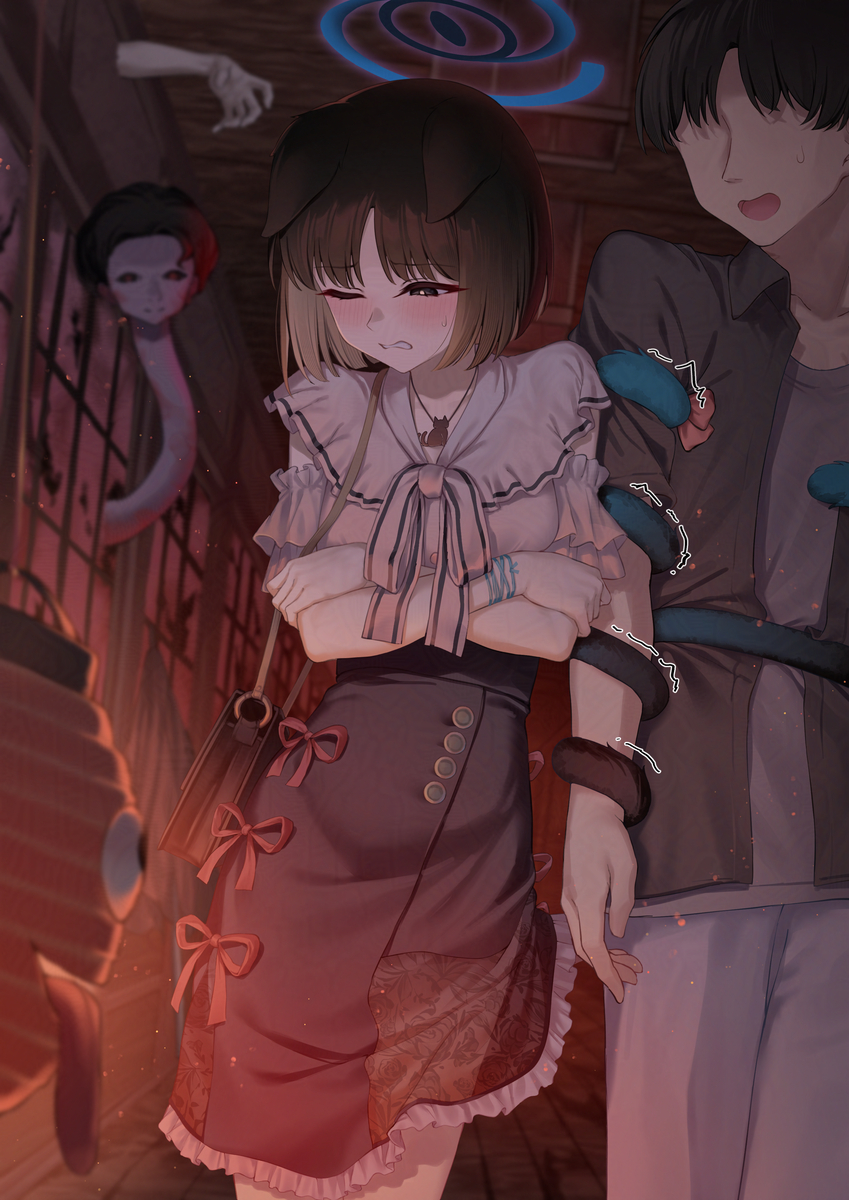 This is a pixiv picture whose title is キキョウとデートシリーズその13：お化け屋敷.