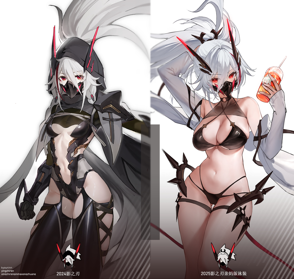 This is a pixiv picture whose title is 摸个鱼~星之翼影泳装皮肤+影初绘.