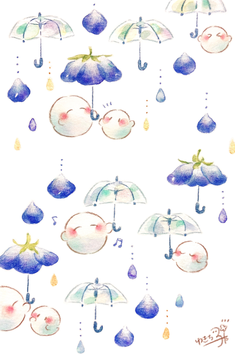 This is a pixiv picture whose title is 雨のち ネモフィラ.