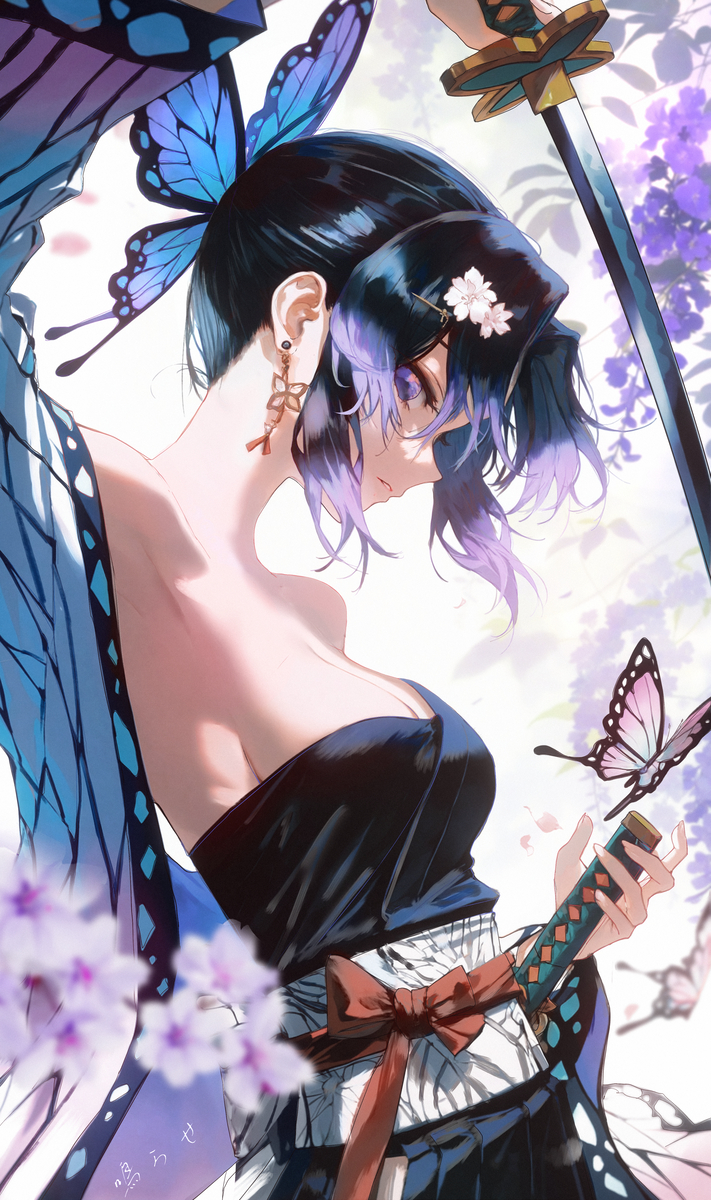 This is a pixiv picture whose title is 「飛べ、蝶よ」.