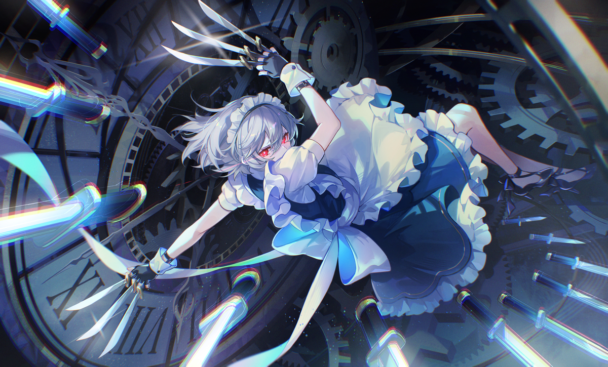 This is a pixiv picture whose title is 咲夜の世界.