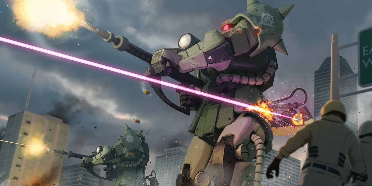 This is a pixiv picture whose title is ザクⅡJ型.