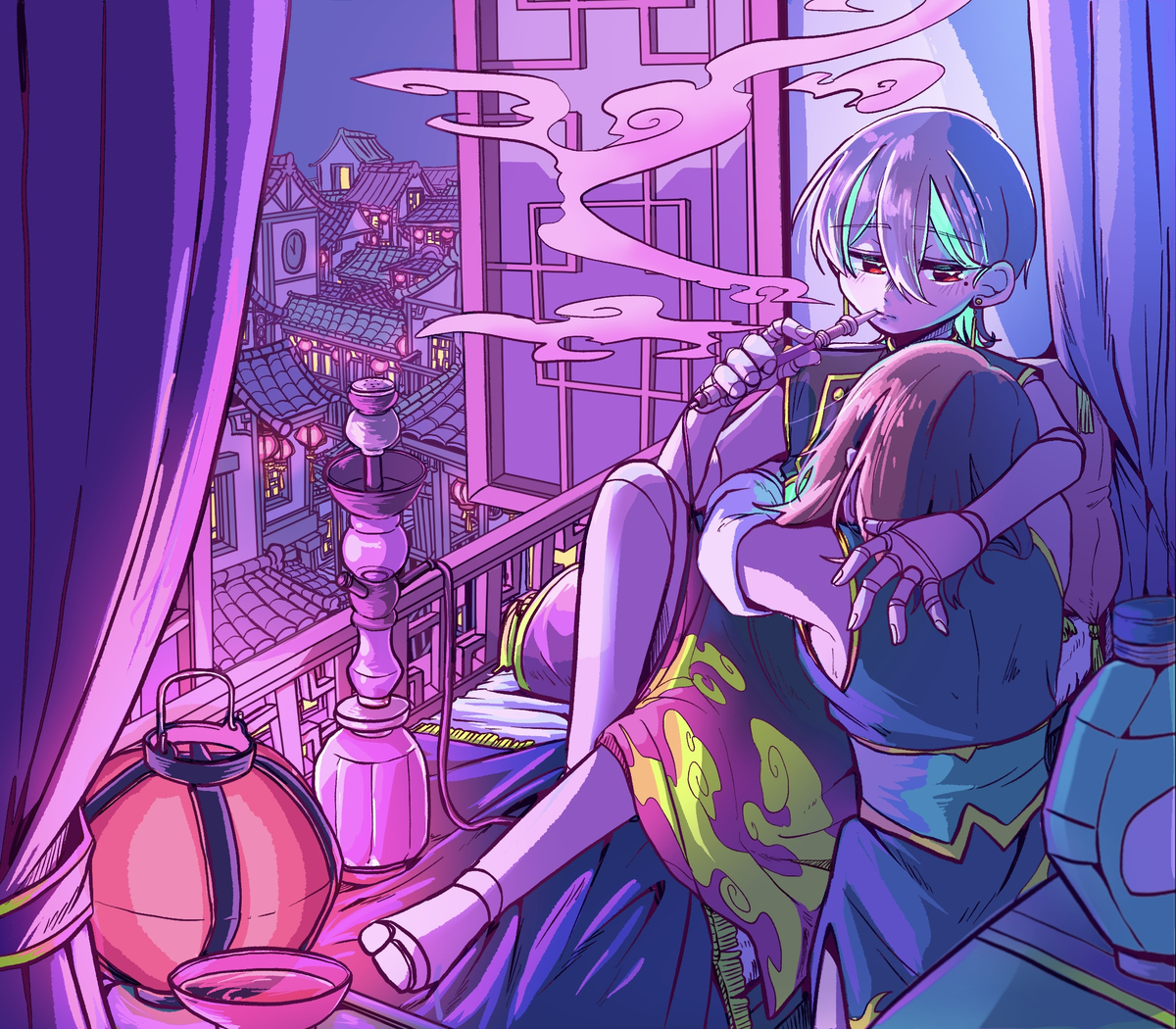 This is a pixiv picture whose title is 夢への逃避行.