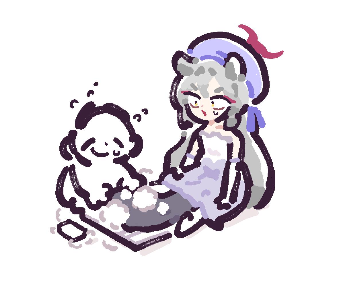 This is a pixiv picture whose title is 미치루 꼬리 손빨래.