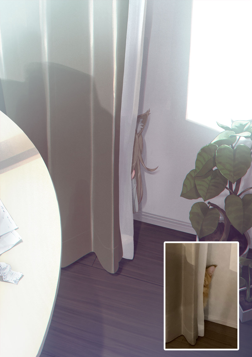 This is a pixiv picture whose title is ちらっ|дﾟ)🐈.