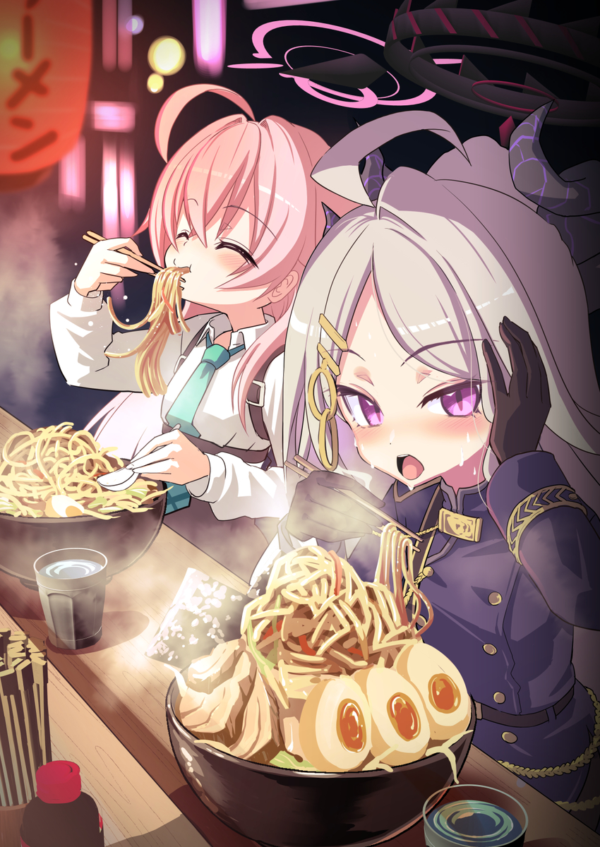 This is a pixiv picture whose title is 真夜中の柴関ラーメン.