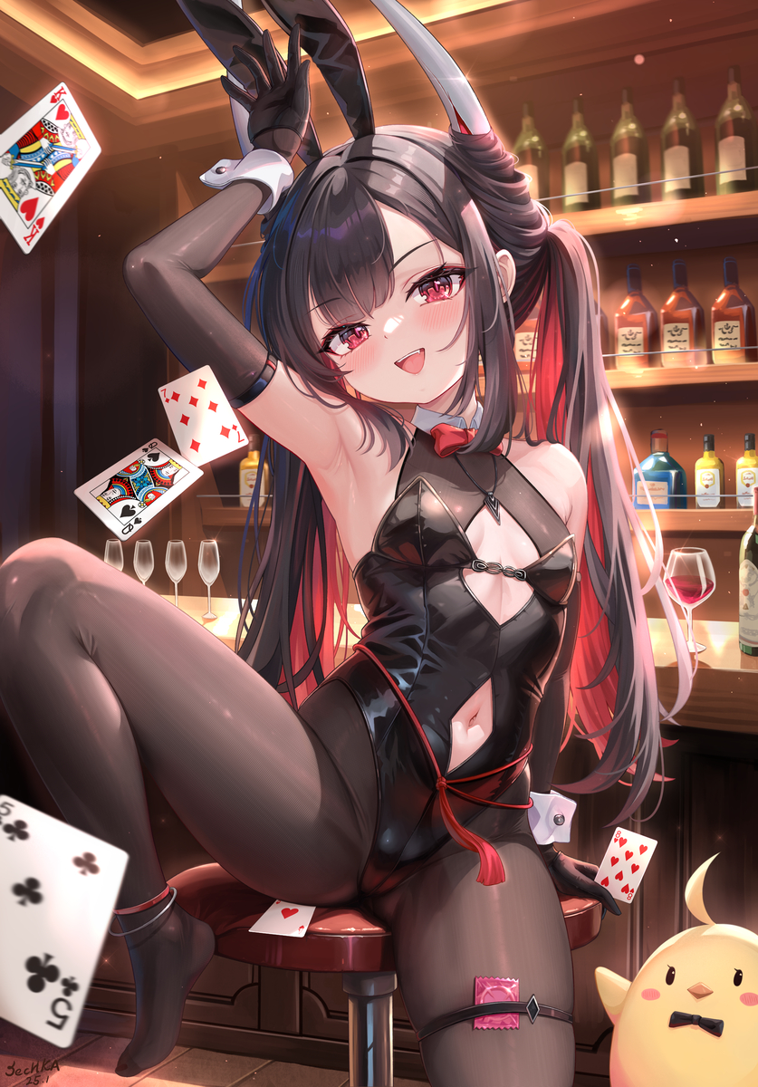 This is a pixiv picture whose title is Poker Bunny.
