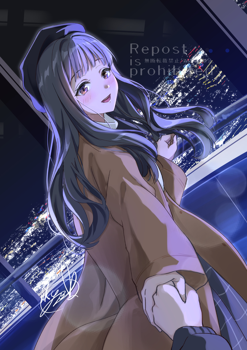 This is a pixiv picture whose title is 「夜景、すごく綺麗だよ」.