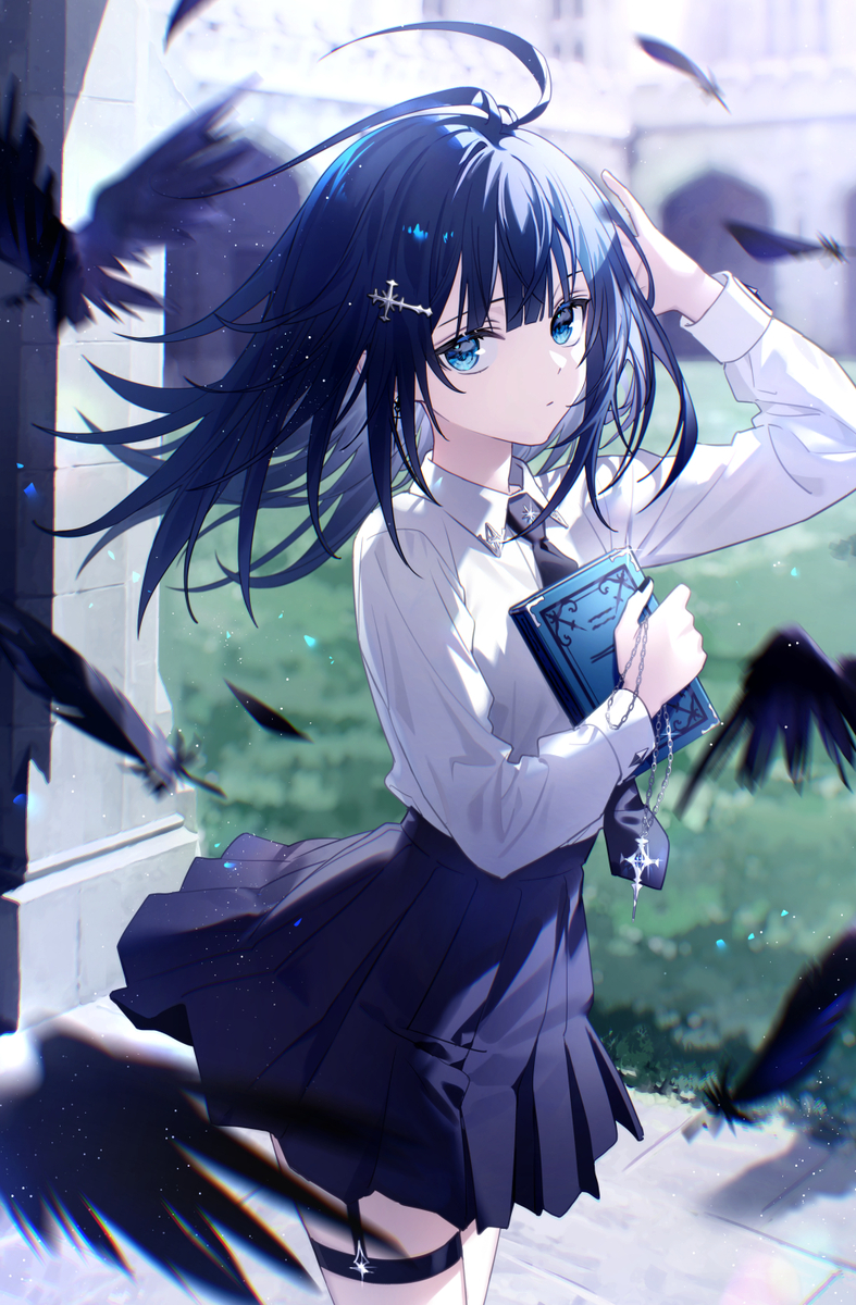 This is a pixiv picture whose title is Rabe und Maedchen.