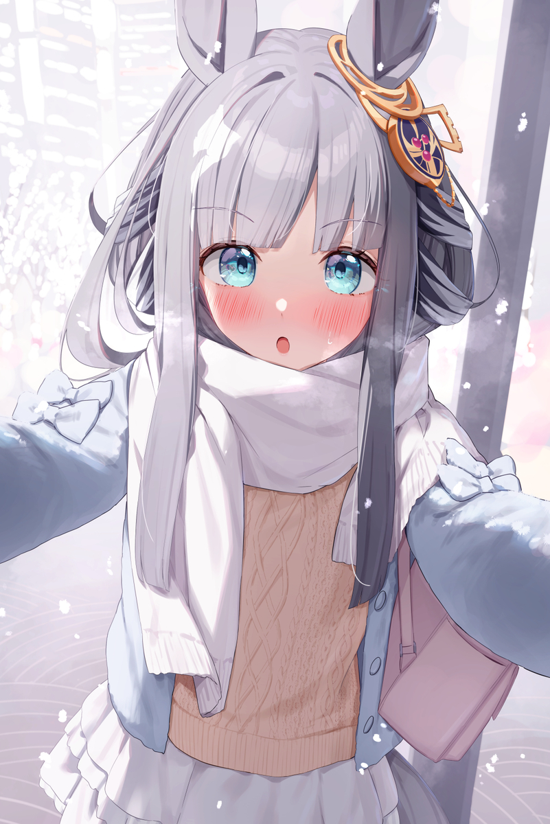 This is a pixiv picture whose title is 「さ、寒さには人肌の温度が一番と言います……のでっ！」.