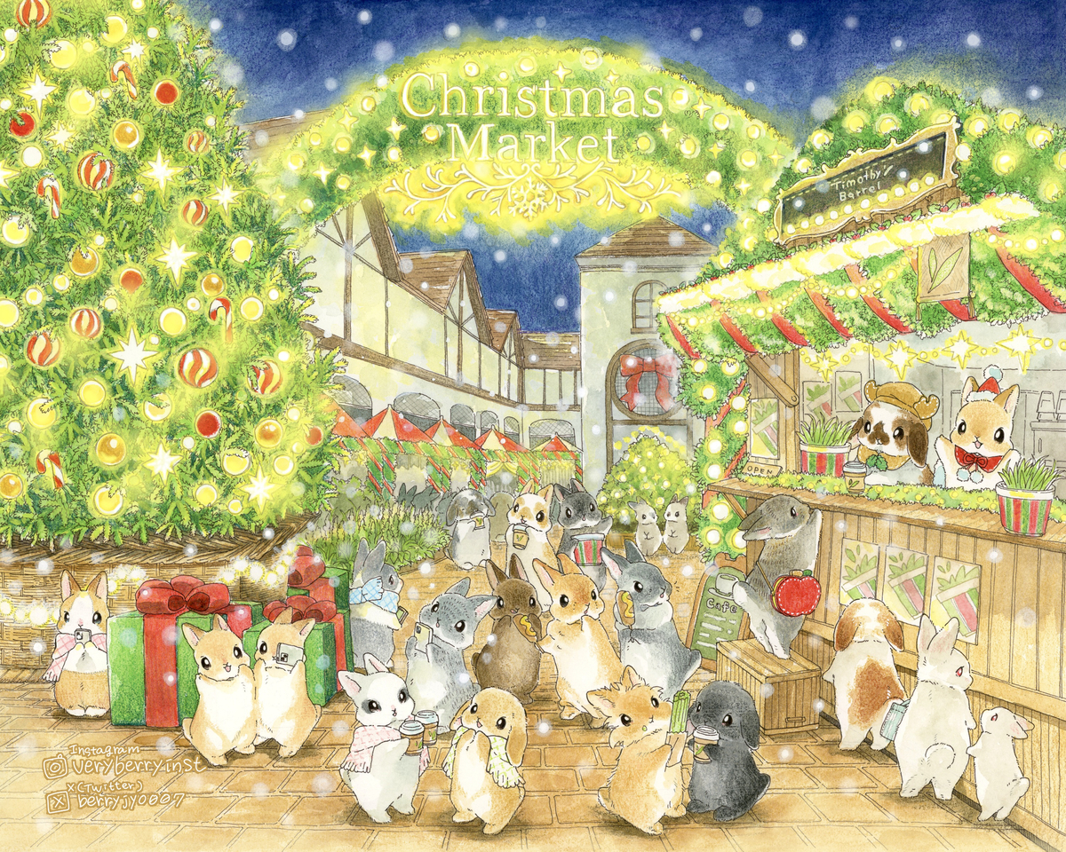This is a pixiv picture whose title is 🐰うさぎさんのChristmas market🎄🎁.