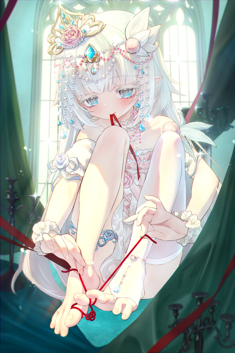 This is a pixiv picture whose title is 红线牵缘.