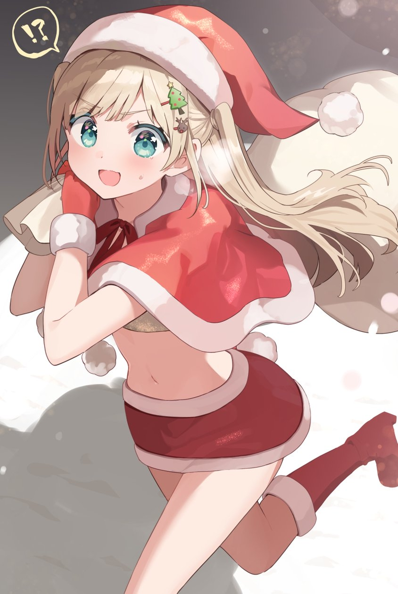 This is a pixiv picture whose title is 侵入を試みるも見つかってしまうさむそうなドジっ娘サンタさん.