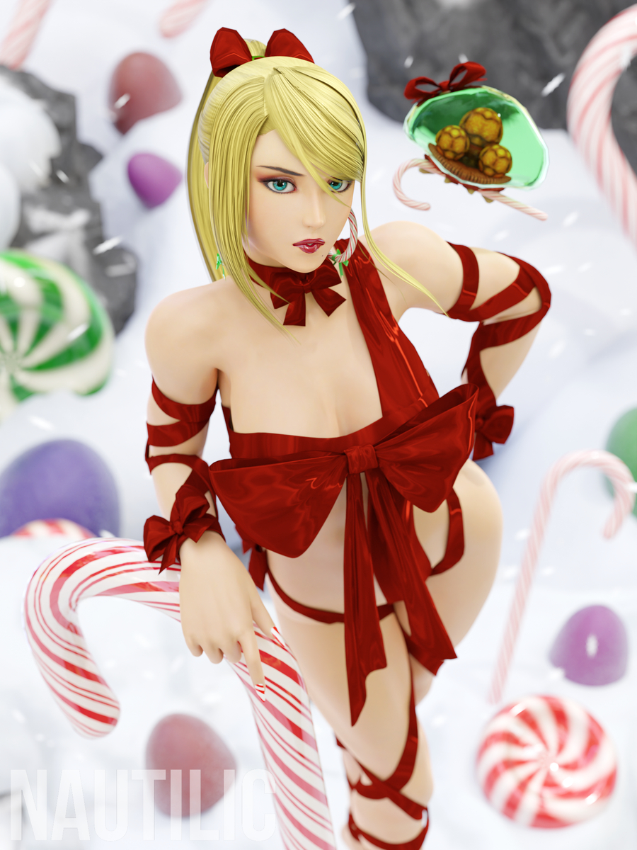This is a pixiv picture whose title is Gift Wrapped Samus.