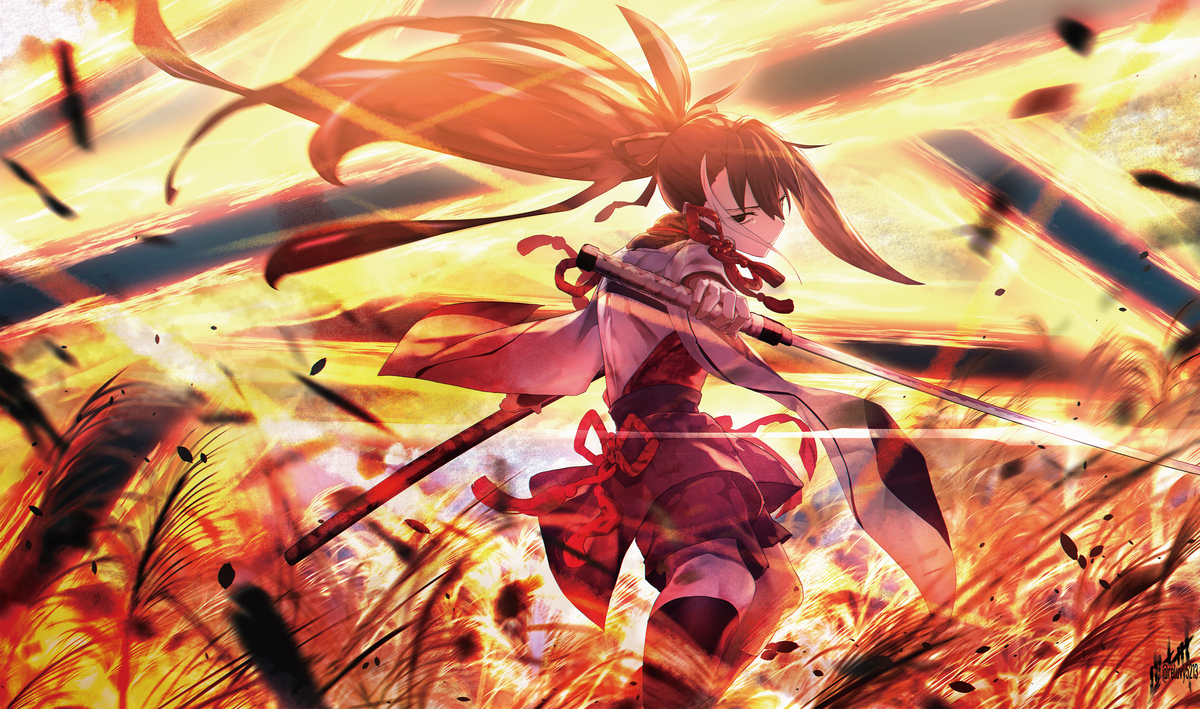 This is a pixiv picture whose title is 抜刀・神威.
