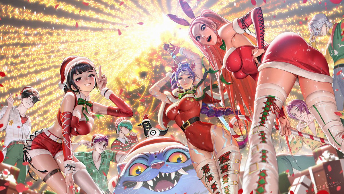This is a pixiv picture whose title is Christmas K-Pop Demon Hunters.