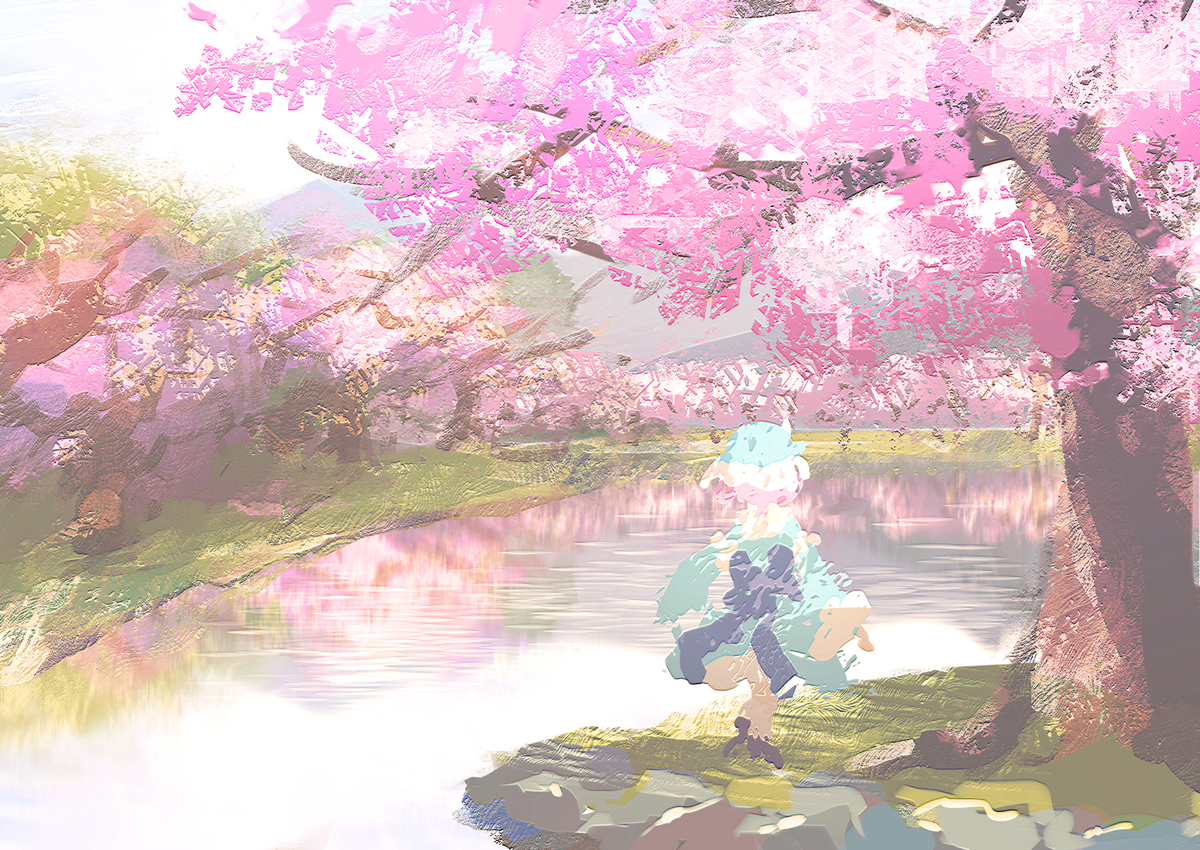 This is a pixiv picture whose title is 桜並木.