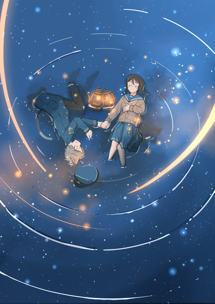 This is a pixiv picture whose title is 繋いだ手から伝わる温度.