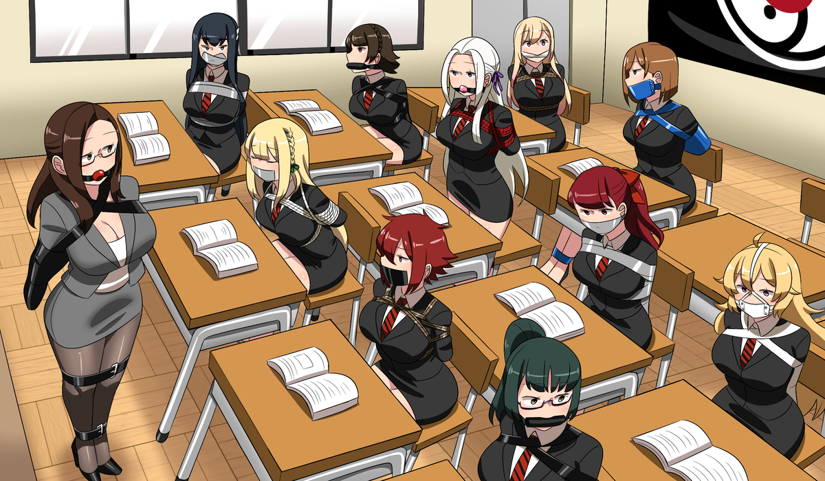 This is a pixiv picture whose title is Class in Session-Bondage Edition.