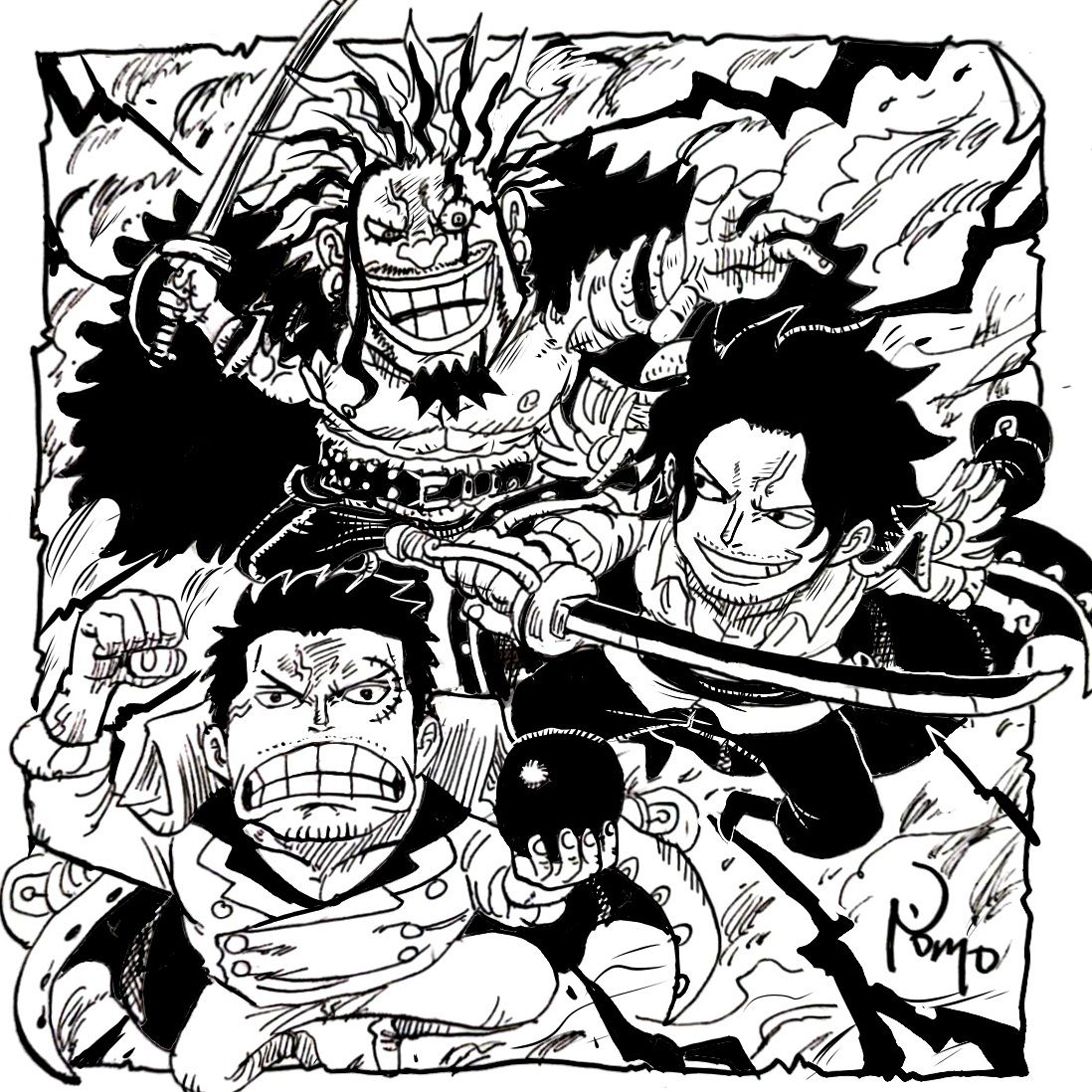 This is a pixiv picture whose title is ロックスとロジャーとガープ.