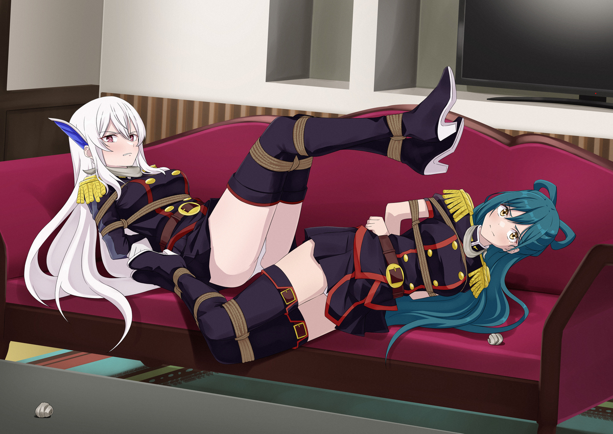 This is a pixiv picture whose title is Kyoka and Himari tied up.