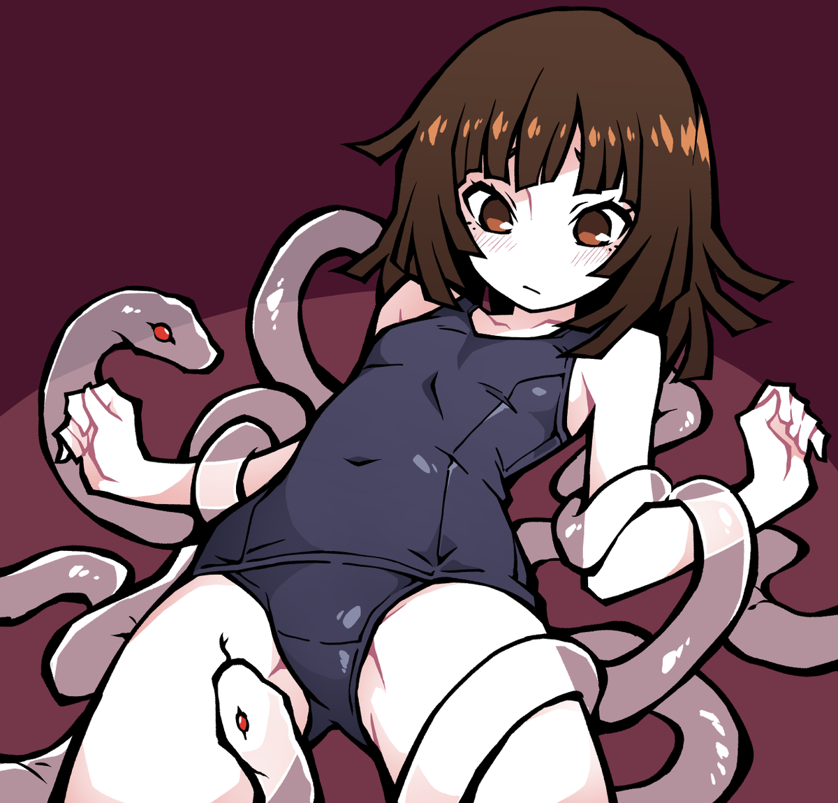 This is a pixiv picture whose title is nadeko snakes.