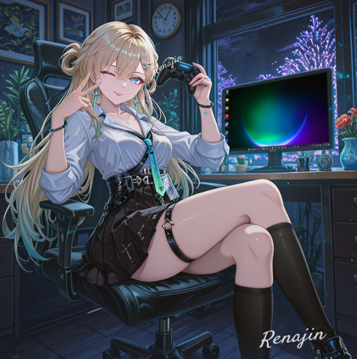 This is a pixiv picture whose title is リンネー、ゲーマーガール 2 | Lynae Wuwa.