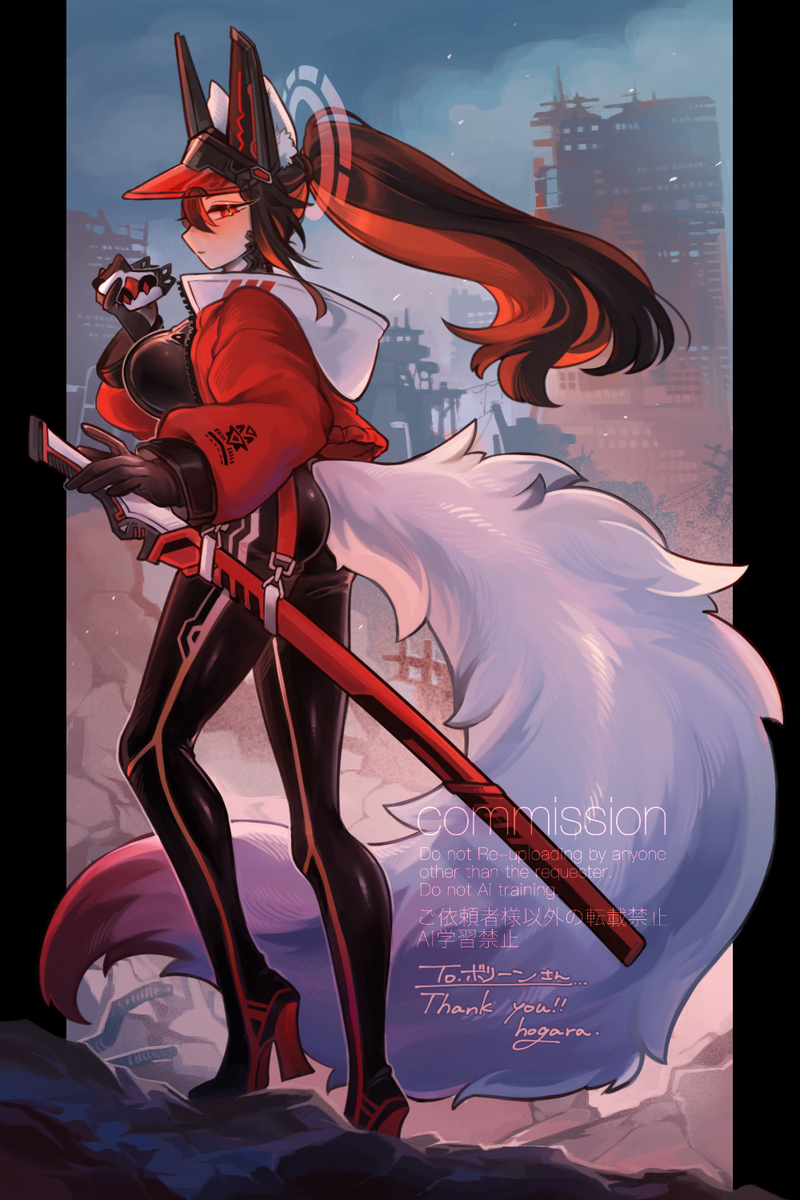 This is a pixiv picture whose title is 【Skeb】サイバー×狐娘.