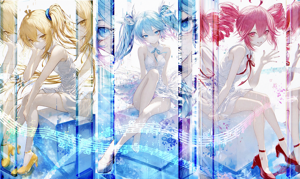 This is a pixiv picture whose title is re:💛🩵❤️.