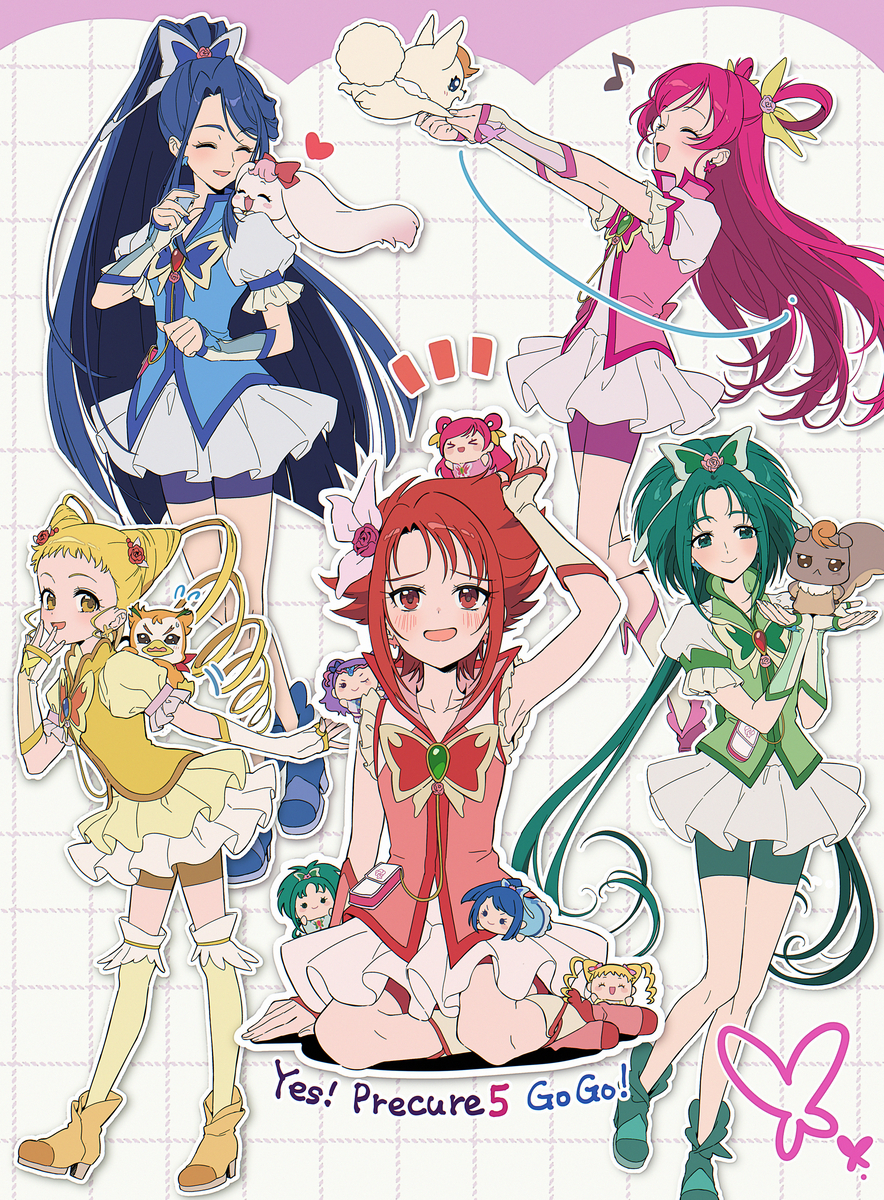 This is a pixiv picture whose title is プリキュア５withマスコット.