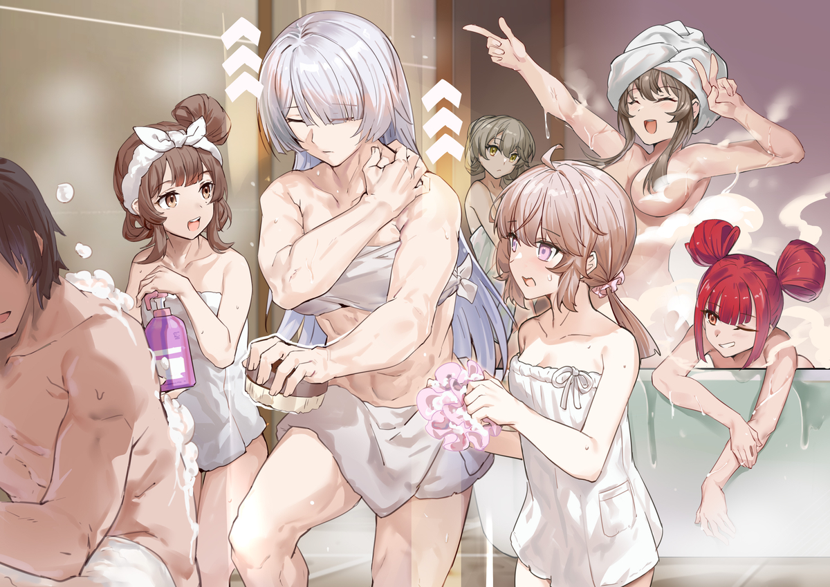 This is a pixiv picture whose title is “夏安、美玲，再用力点搓也没事的”.