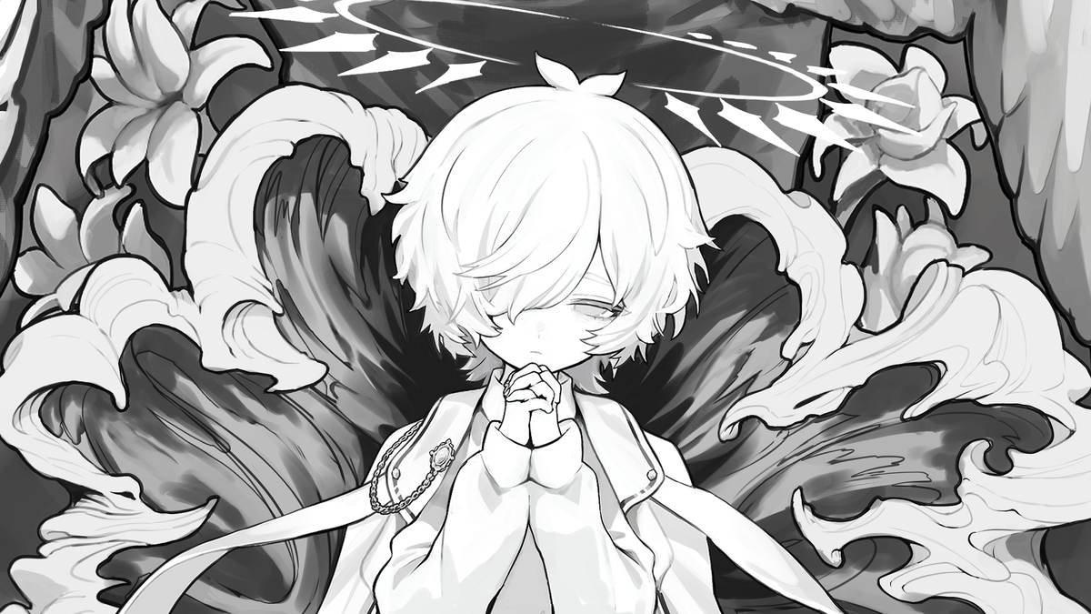 This is a pixiv picture whose title is 【お仕事】祈りが/行われる/教会で/崩れた/正しい/異形信仰の/.