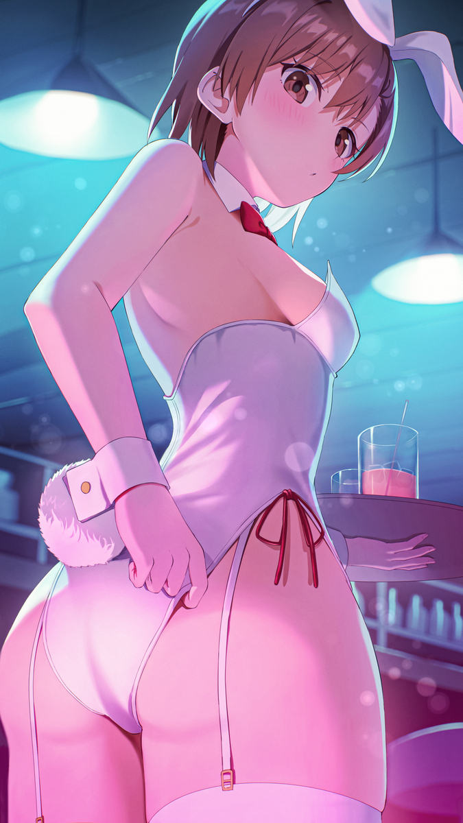 This is a pixiv picture whose title is 白バニー御坂.