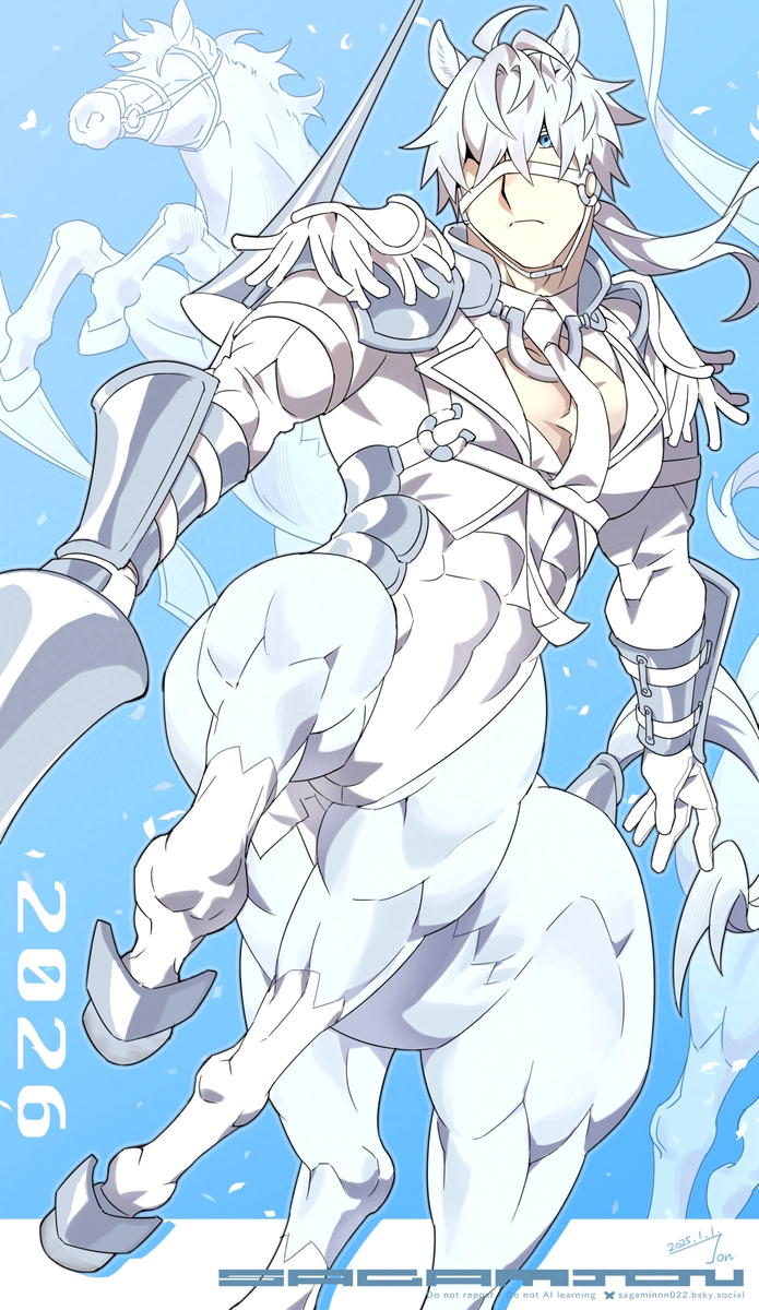 This is a pixiv picture whose title is 白馬の騎士.