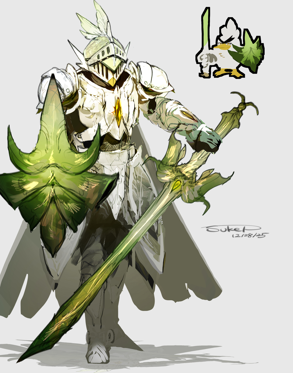 This is a pixiv picture whose title is ネギガナイトモチーフの騎士（ポケモン）.