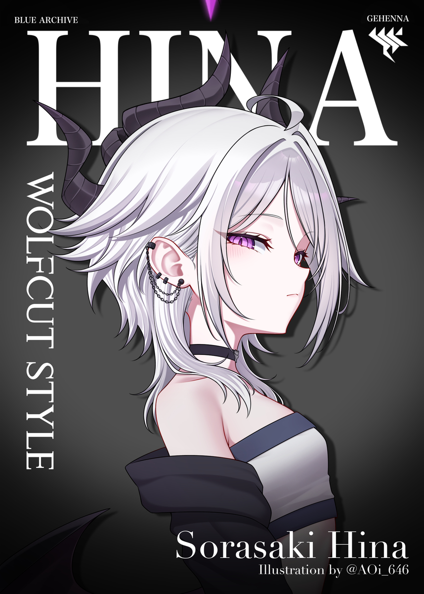 This is a pixiv picture whose title is WolfCut Hina💜.