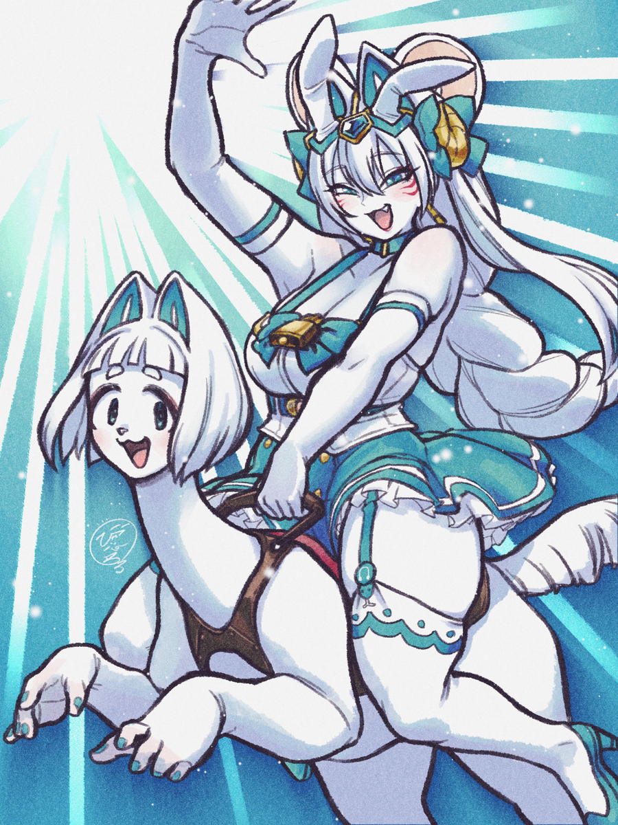 This is a pixiv picture whose title is 午年もバッチリなキメラビ姐さん.