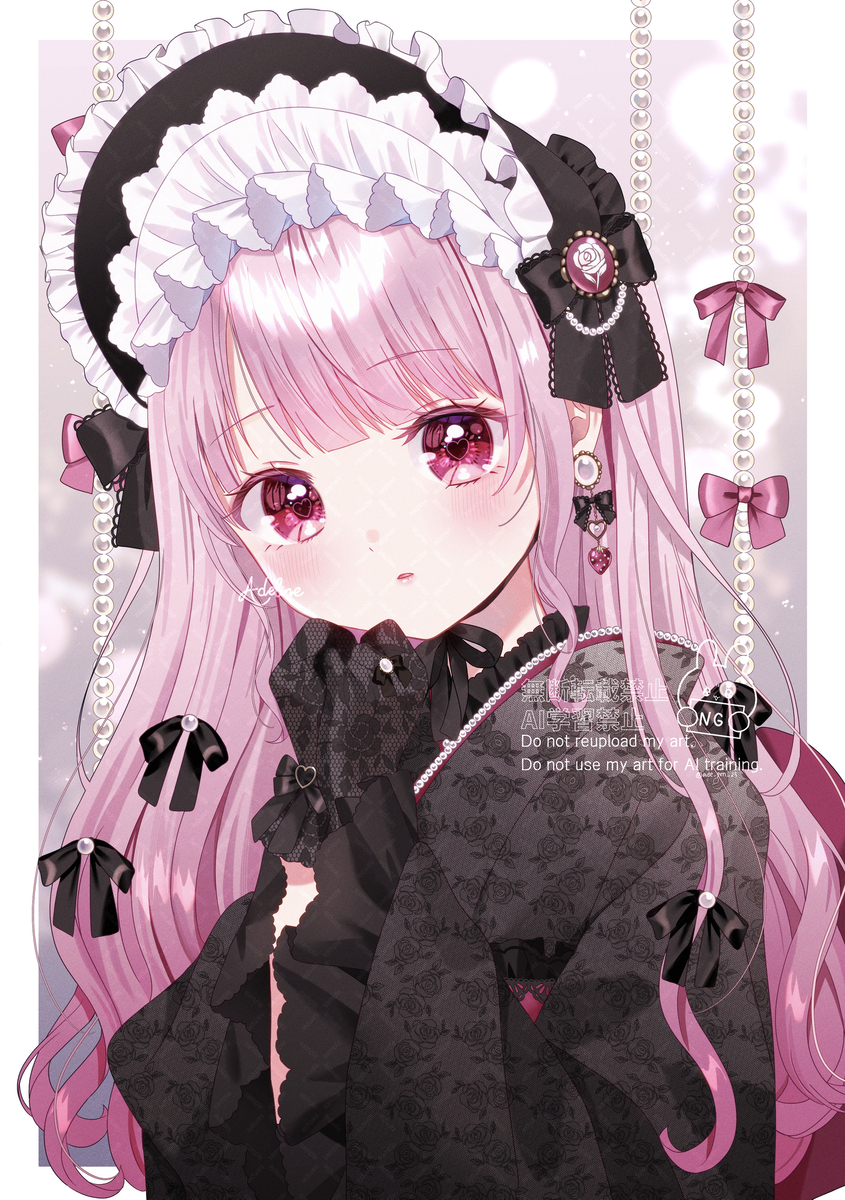 This is a pixiv picture whose title is ⟡.·🎀🖤🎀⟡.·.