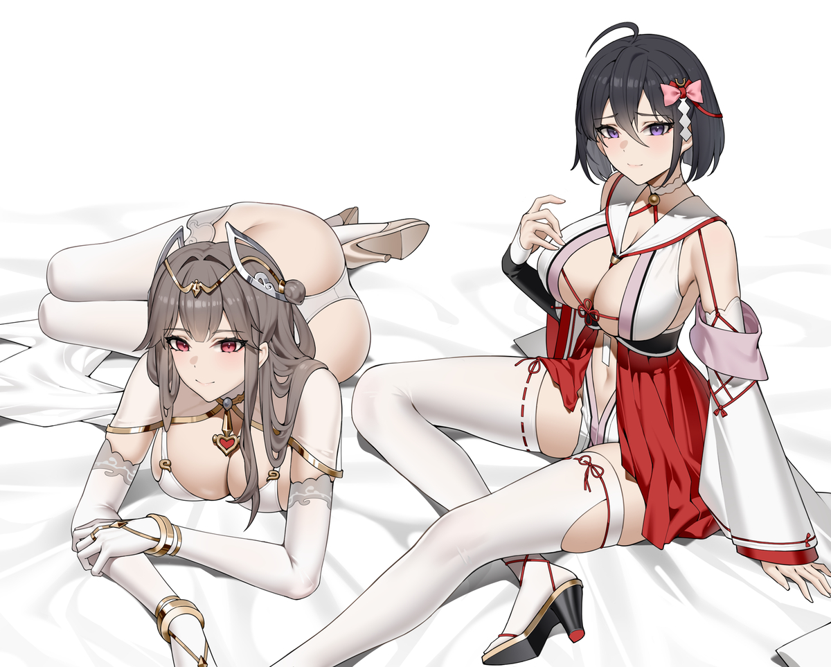 This is a pixiv picture whose title is 旗袍剑仙与巫女.