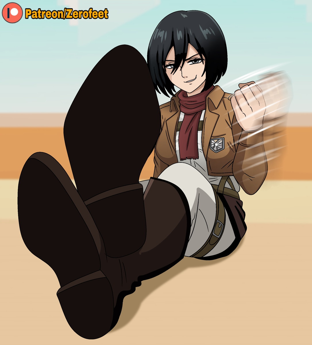 This is a pixiv picture whose title is Mikasa Ackerman Socks and Feet.