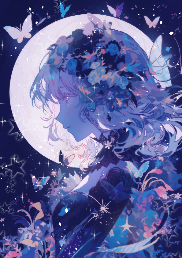 This is a pixiv picture whose title is 『full moon』.