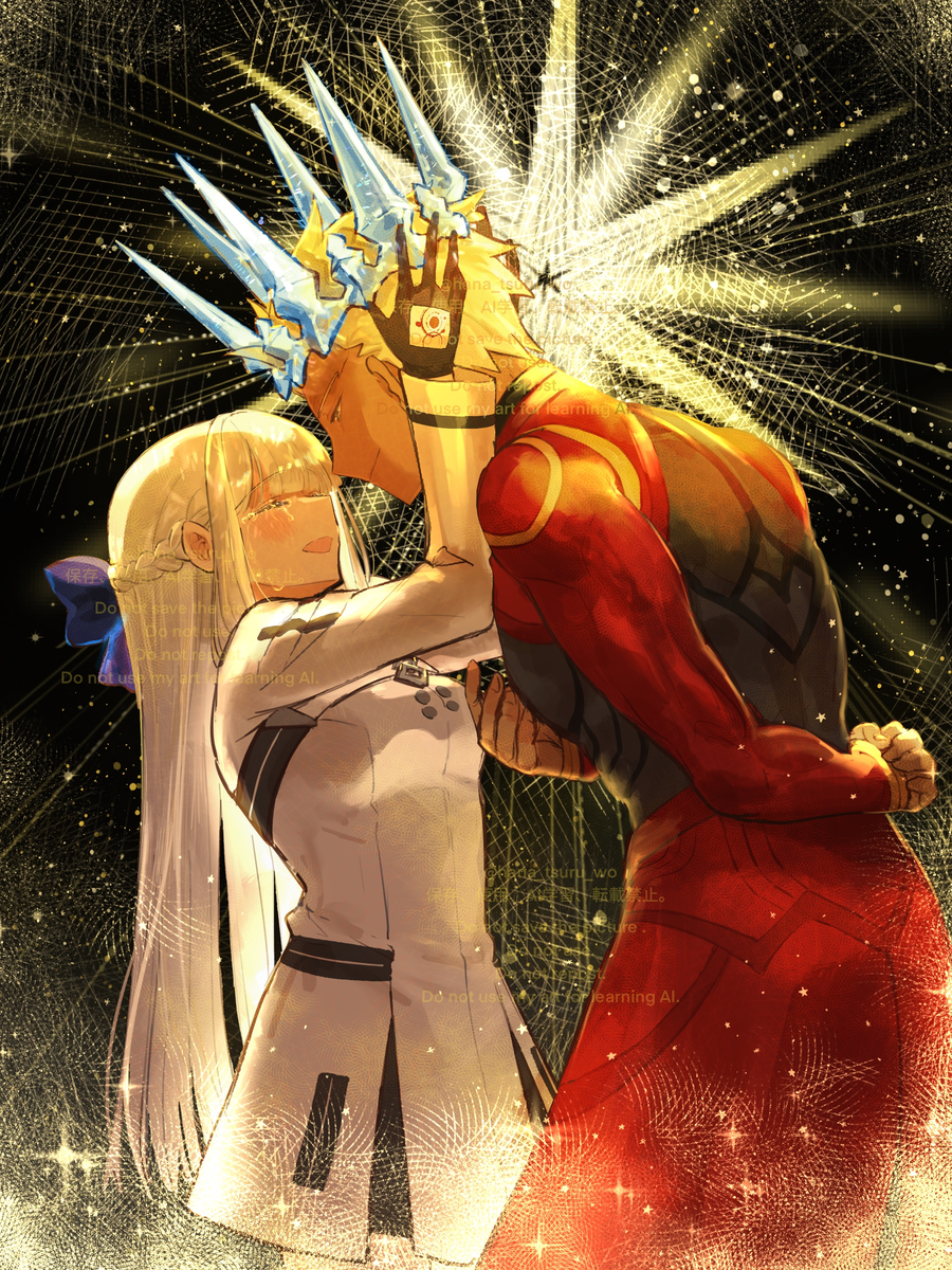 This is a pixiv picture whose title is 【※夢絵・skeb】戴冠グランドアーチャーエミヤと夢主さん.