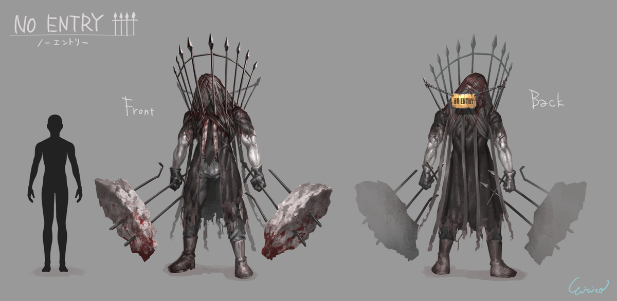 This is a pixiv picture whose title is 遊園地の柵のクリーチャー.